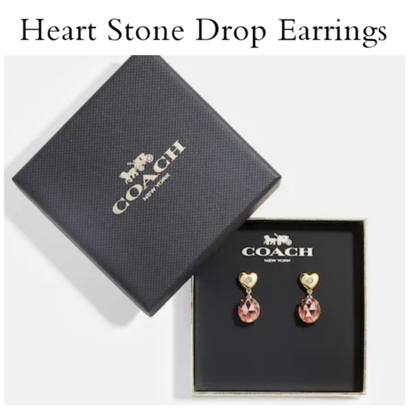 Coach Jewelry - 👀50% OFF👀👂🩷 NWT‼️ COACH brand Heart Stone Drop Earrings